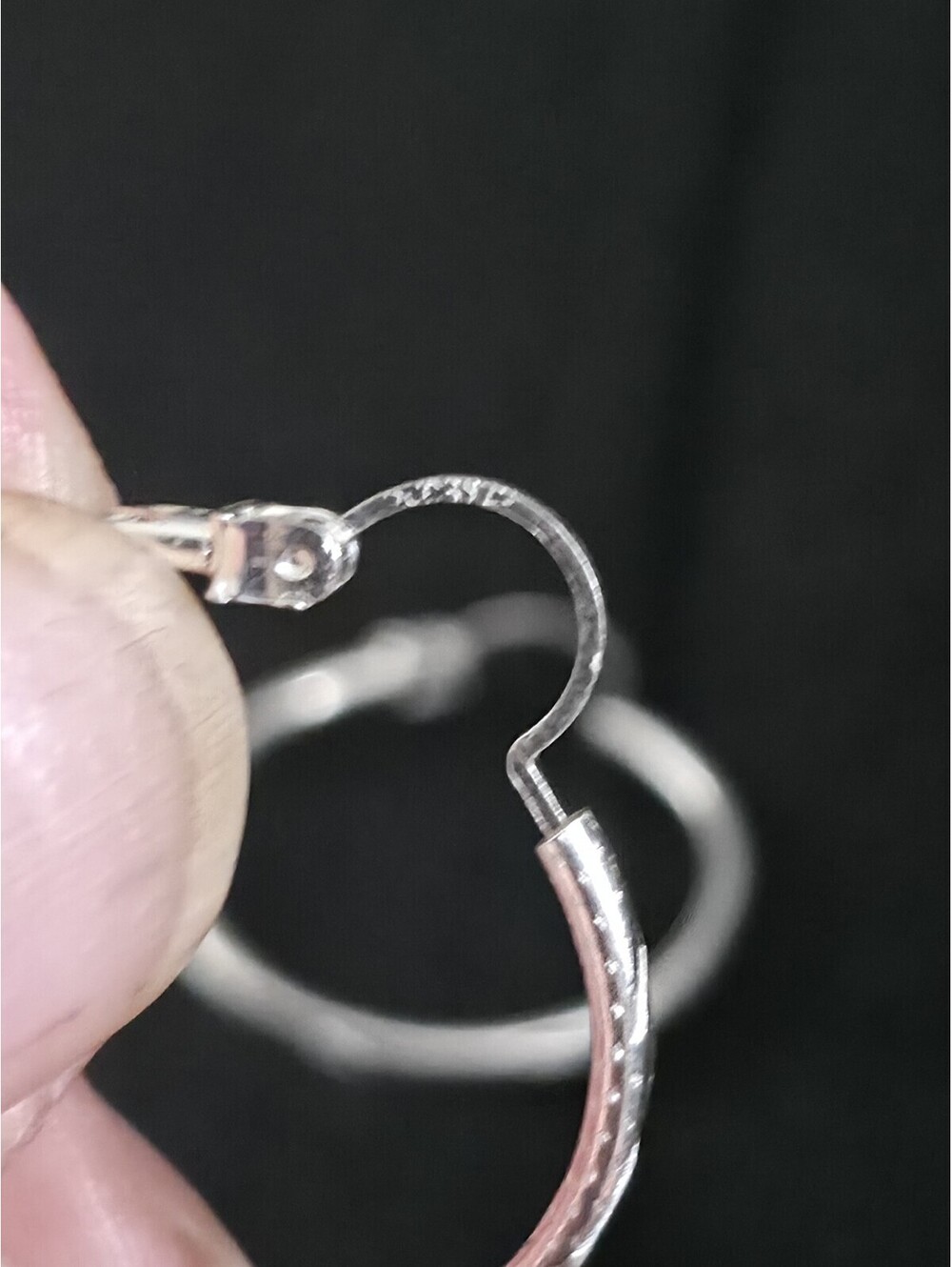 1" Diamond Cut Sterling Silver Hoops - Picture 2 of 7